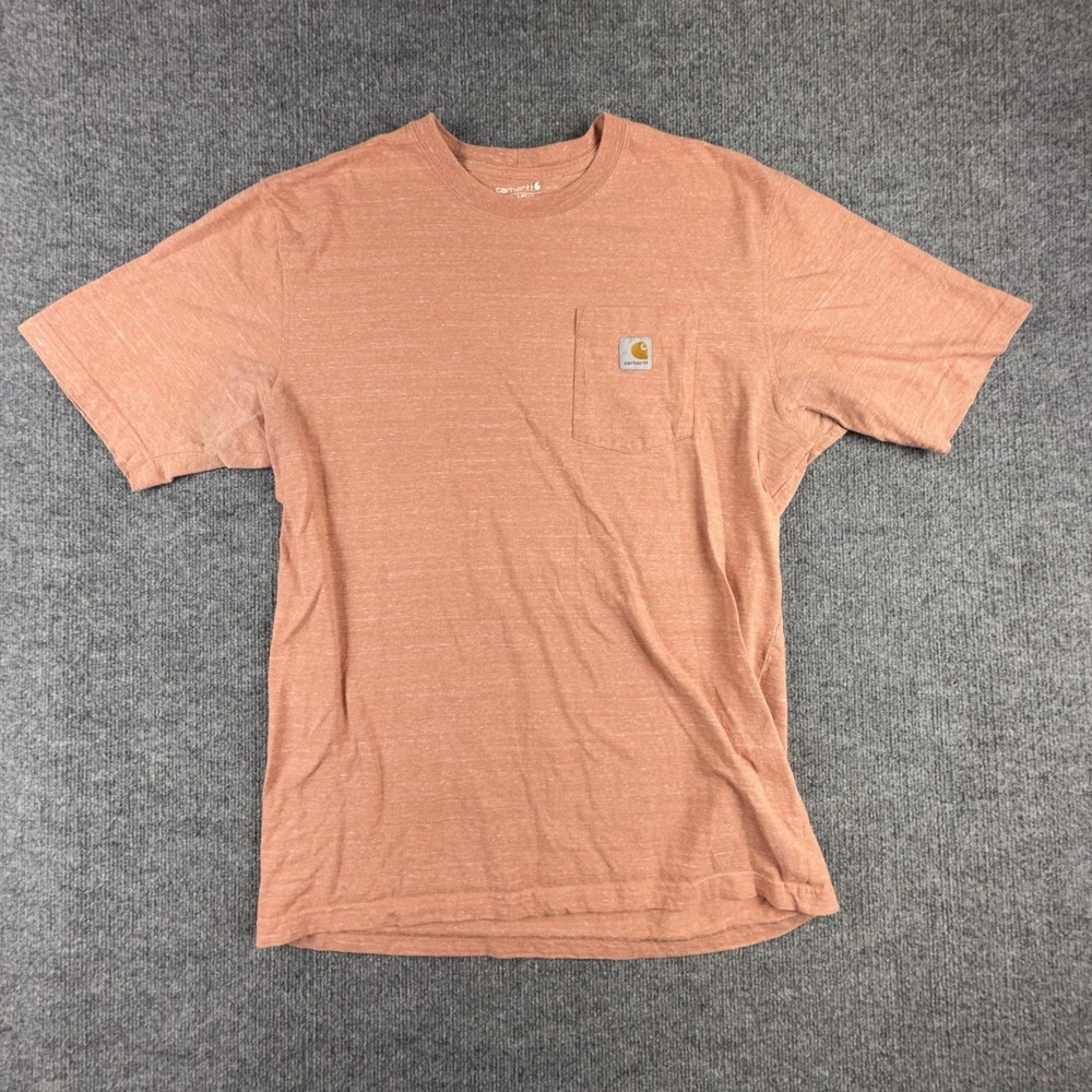 Carhartt Shirt Mens Large Orange Pocket Logo Workwear Short Sleeve Tee